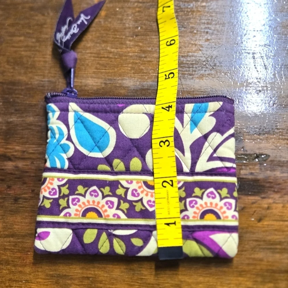 Vera Bradley Plum Crazy Coin Purse Retired Cotton Quilted Zippered Bag